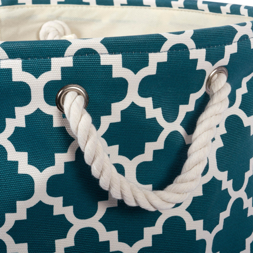 Polyester Bin Lattice Teal Round Large 16"x16"x15"