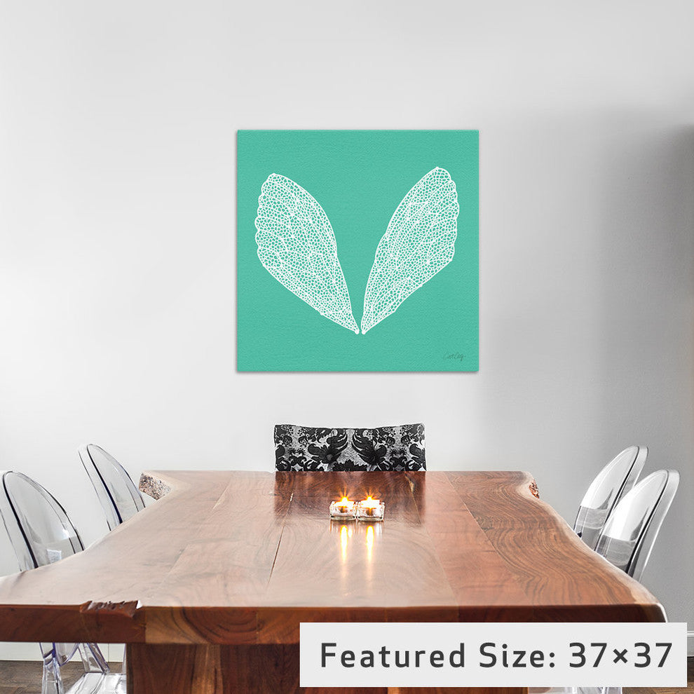 "Cicada Wings Turquoise White Artprint" by Cat Coquillette, 26x26x1.5