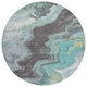Machine Washable Indoor/Outdoor Chantille ACN1907 Teal 8' x 8' Round Rug