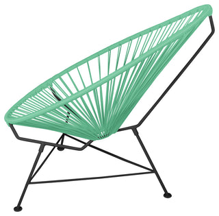 Acapulco Indoor/Outdoor Handmade Lounge Chair, Mint Weave, Black Frame