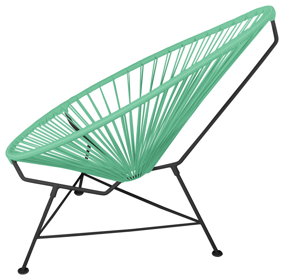 Acapulco Indoor/Outdoor Handmade Lounge Chair, Mint Weave, Black Frame