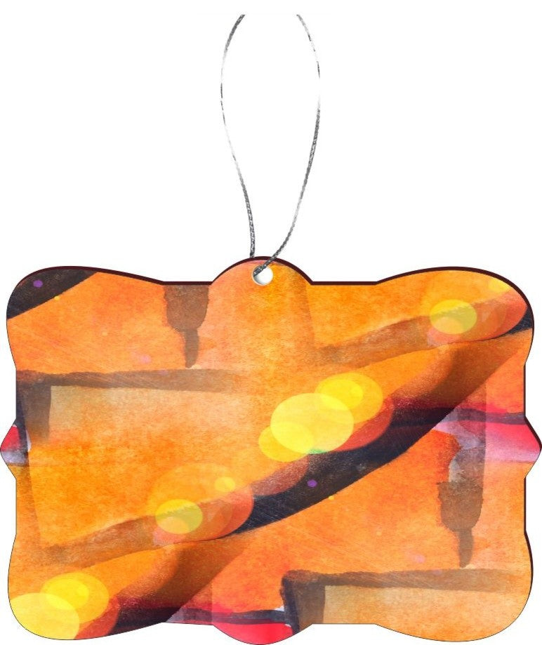 Bokeh Cubism Watercolor Design Rectangle Christmas Tree Ornament