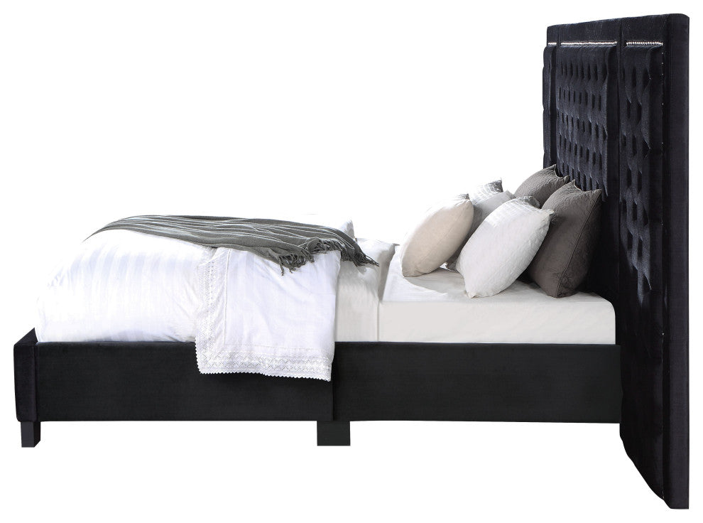 ACME Damazy Eastern King Bed in Black Velvet