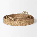 Ulana Set of 3 Round Nesting Seagrass Trays With Loop Handles