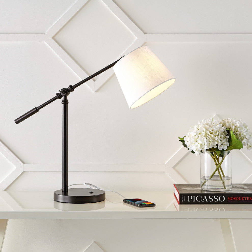 Troy 24" Classic Iron LED Task Lamp With USB Charging Port, Oil Rubbed Bronze