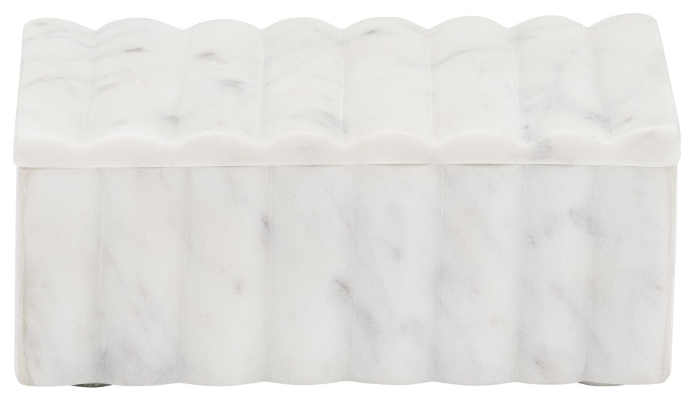 Marble, 7X3" Ridged Box, White