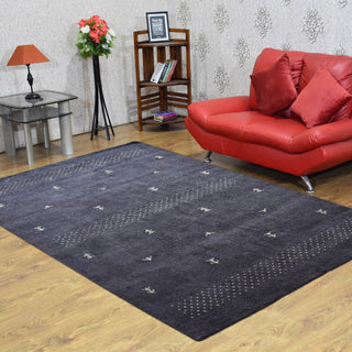 HAND KNOTTED LOOM SILK ECO-FRIENDLY RUGS-3'x5',Rectangle,Charcoal,Contemporary