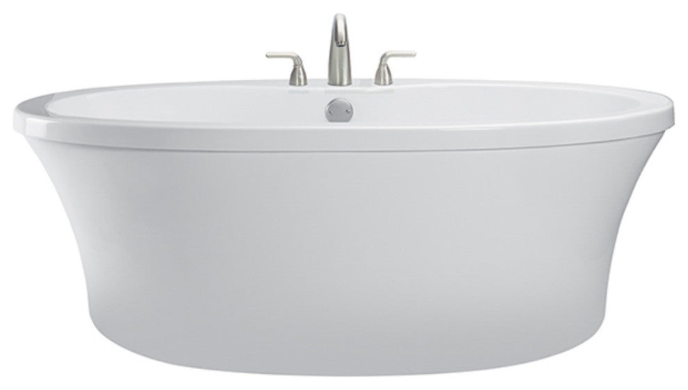 Freestanding Soaking Bath With Deck for Faucet, White 66x36.75x21.75