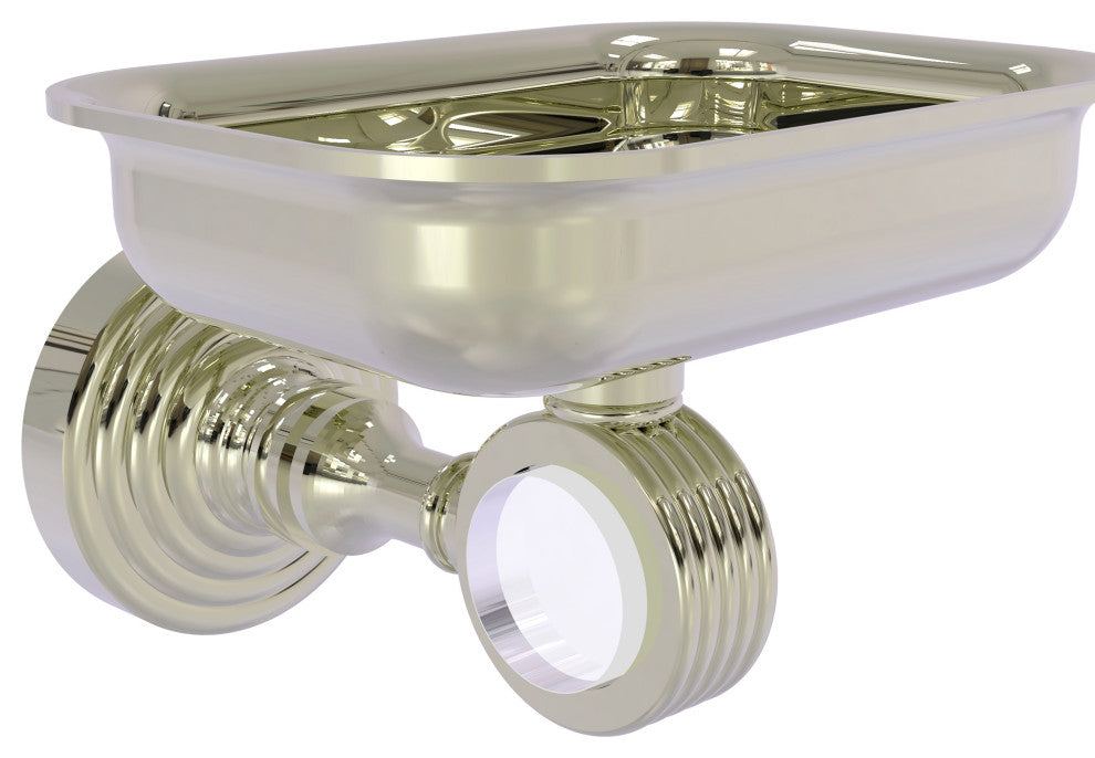 Pacific Grove Wall-Mount Soap Dish Holder with Groovy Accents, Polished Nickel