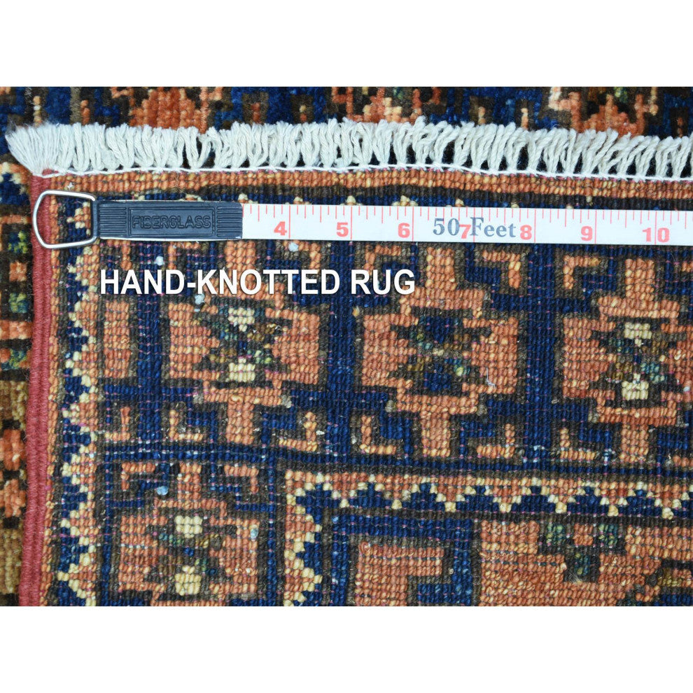 Orange Afghan Ersari with Elephant Feet Desgin Wool Oriental Rug, 2'1" x 3'0"