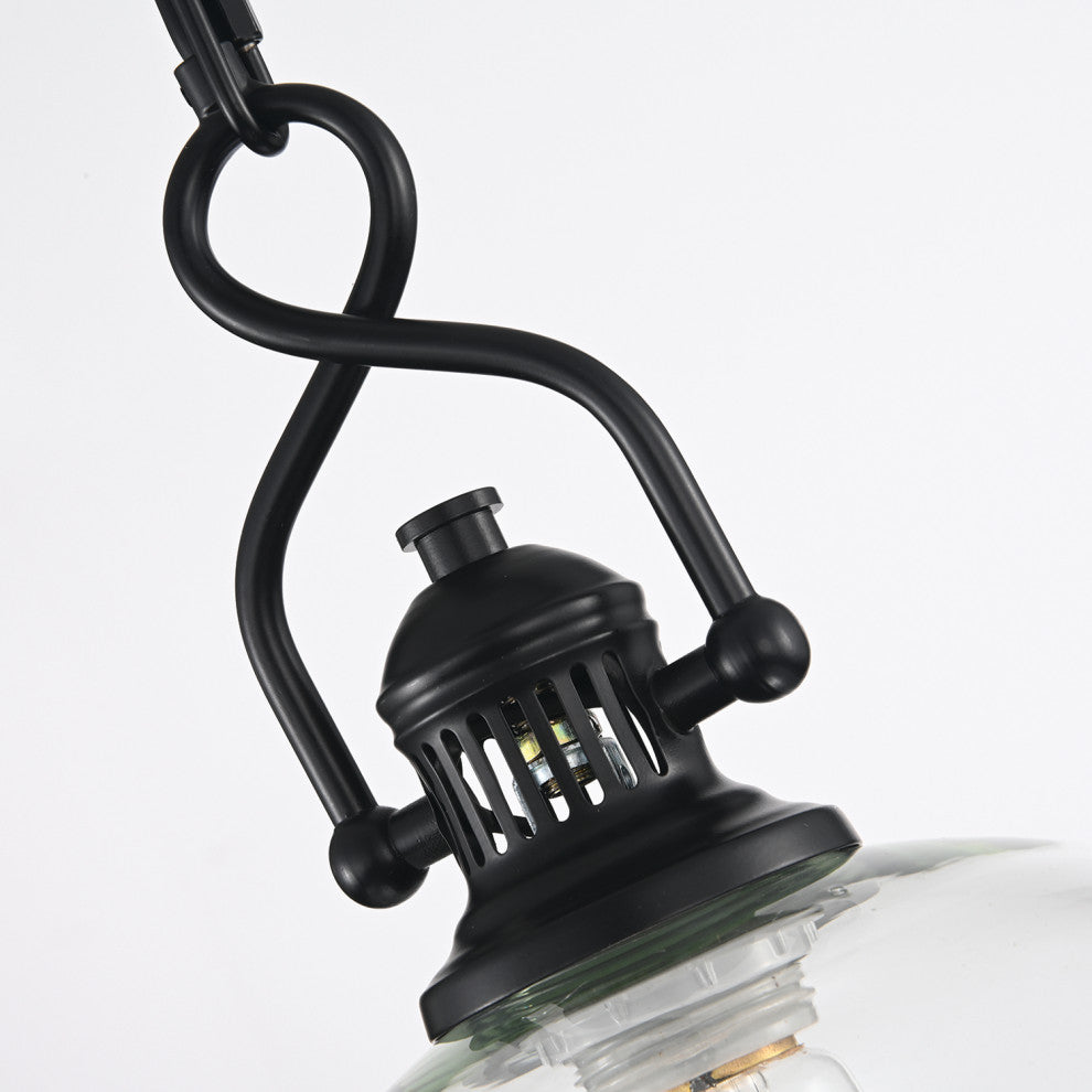1-Light Black Dome Shaped Clear Glass Farmhouse Mini Pendant Ceiling Fixture