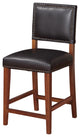 Benzara Wooden Counter Stool with Nailhead Trim Accents, Brown and Black