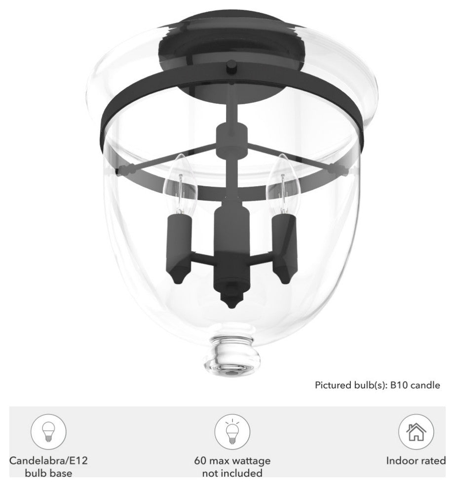 Belltown Natural Iron 3 Light Flush Mount Ceiling Light Fixture