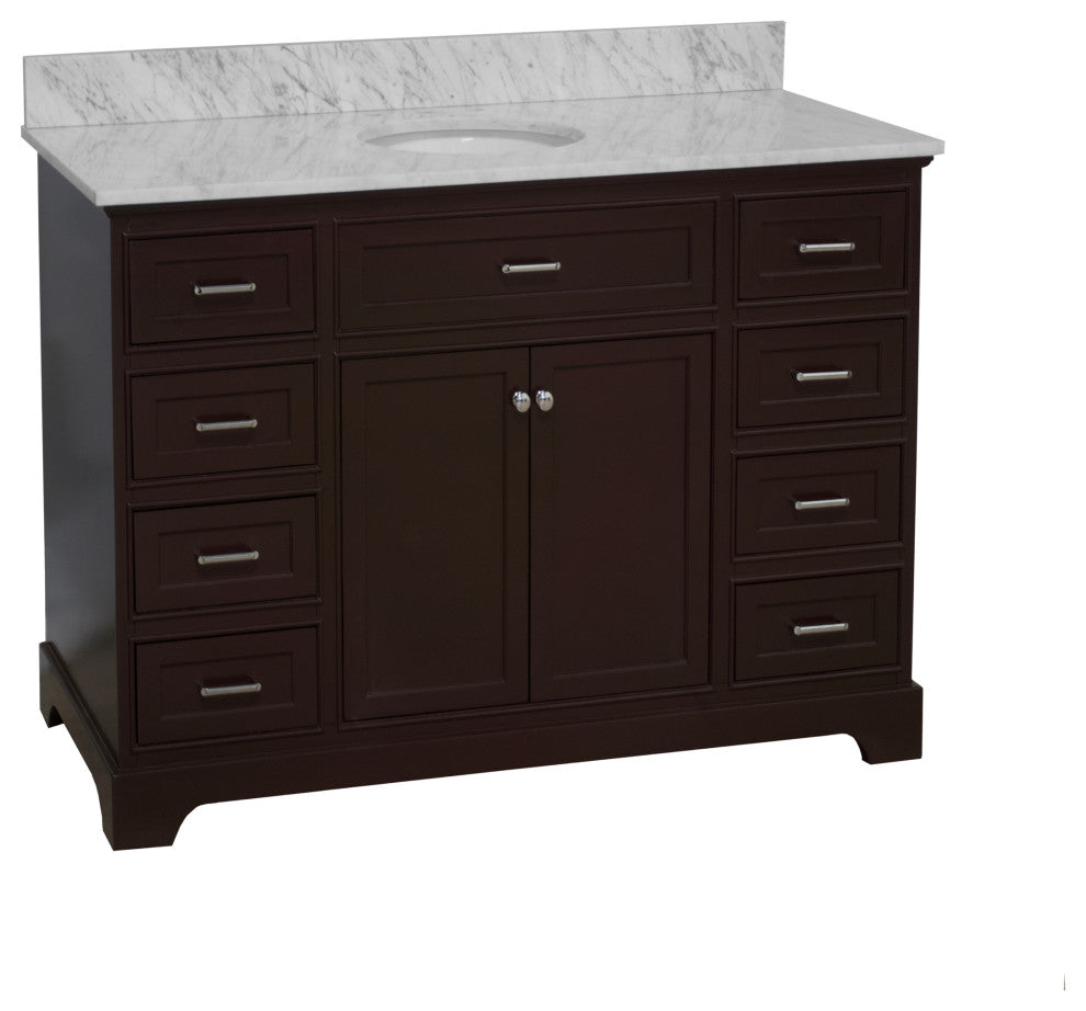 Aria 60" Bathroom Vanity, Chocolate, Carrara Marble, Single Vanity