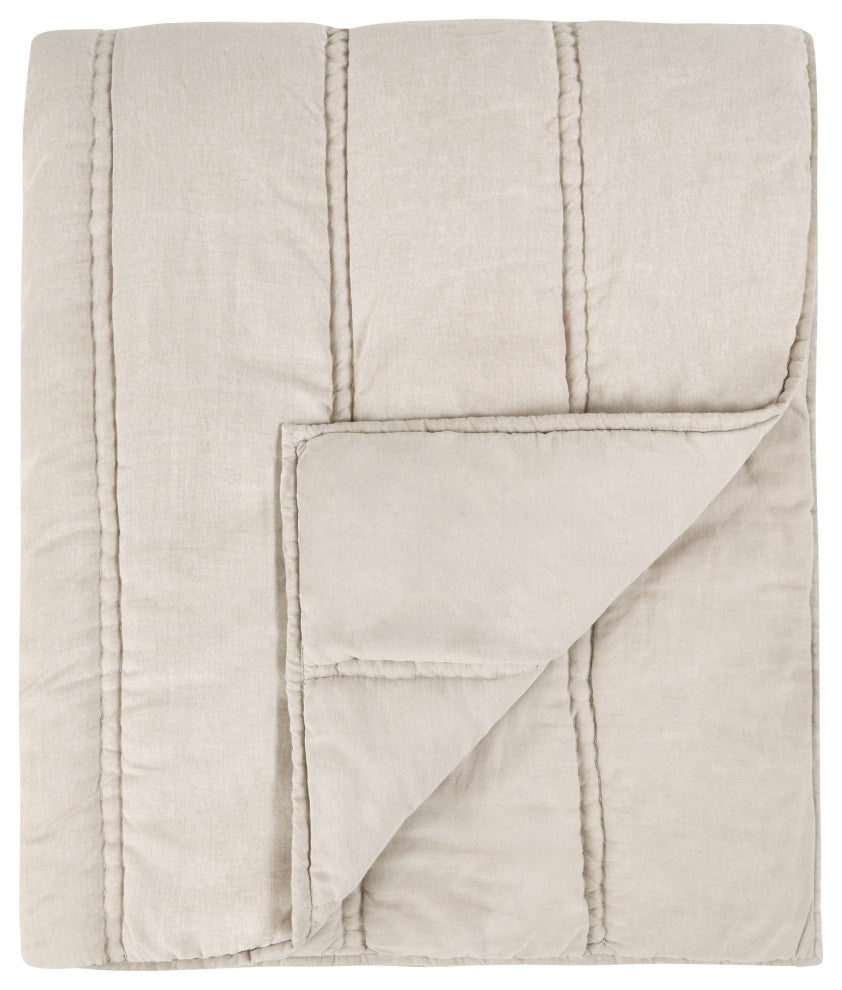 Rowen Sustainable Fabric Quilt by Kosas Home, Beige, King
