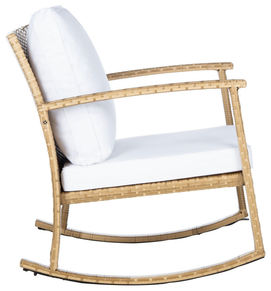 Safavieh Outdoor Daire Rocking Chair Natural/White Cushion