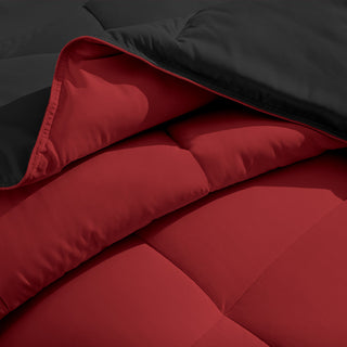 Bare Home Reversible Bed-in-a-Bag, Black/Red, Black, Full Xl