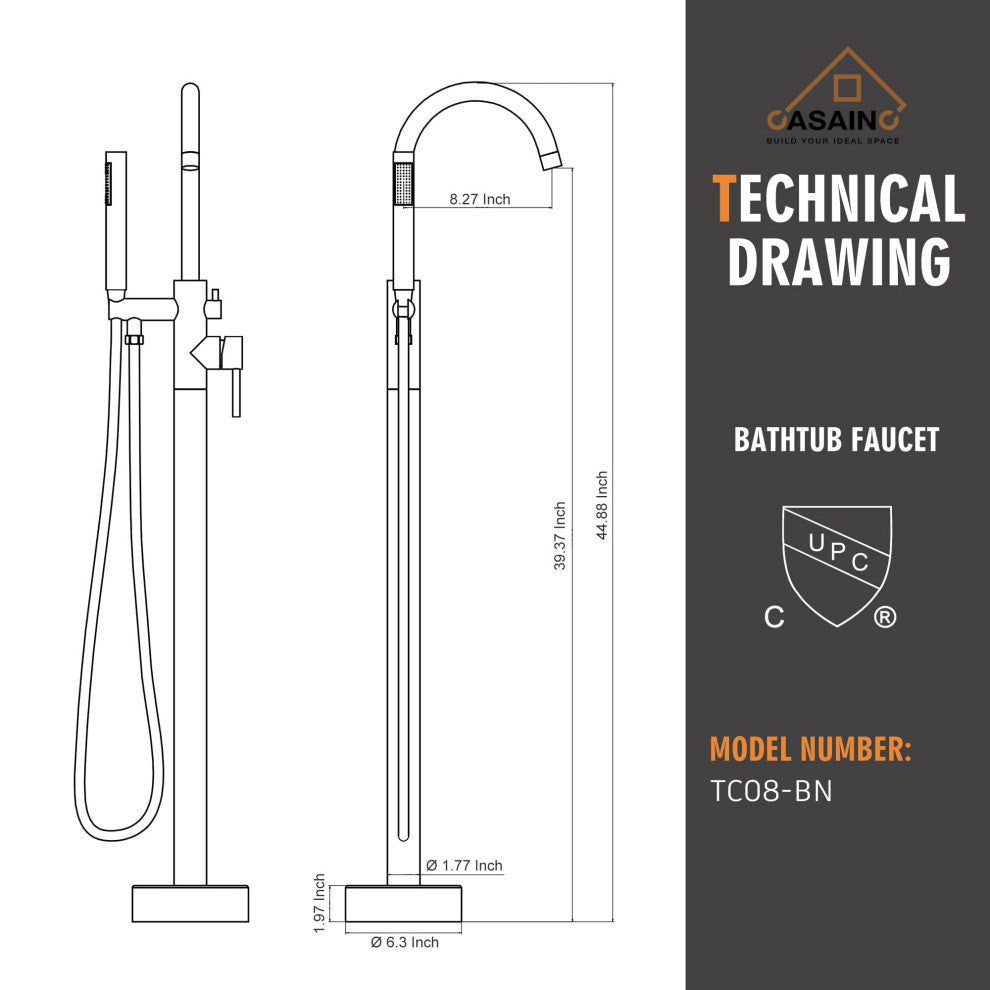 Freestanding Bathtub Faucet Hand Shower Claw Foot Claw Foot Single-Handle