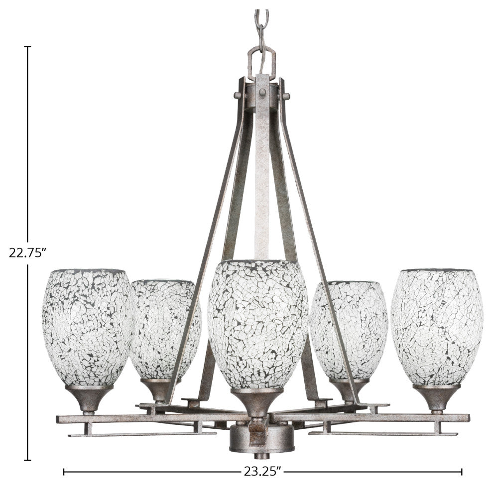 Uptowne 5-Light Chandelier, Aged Silver/Black Fusion