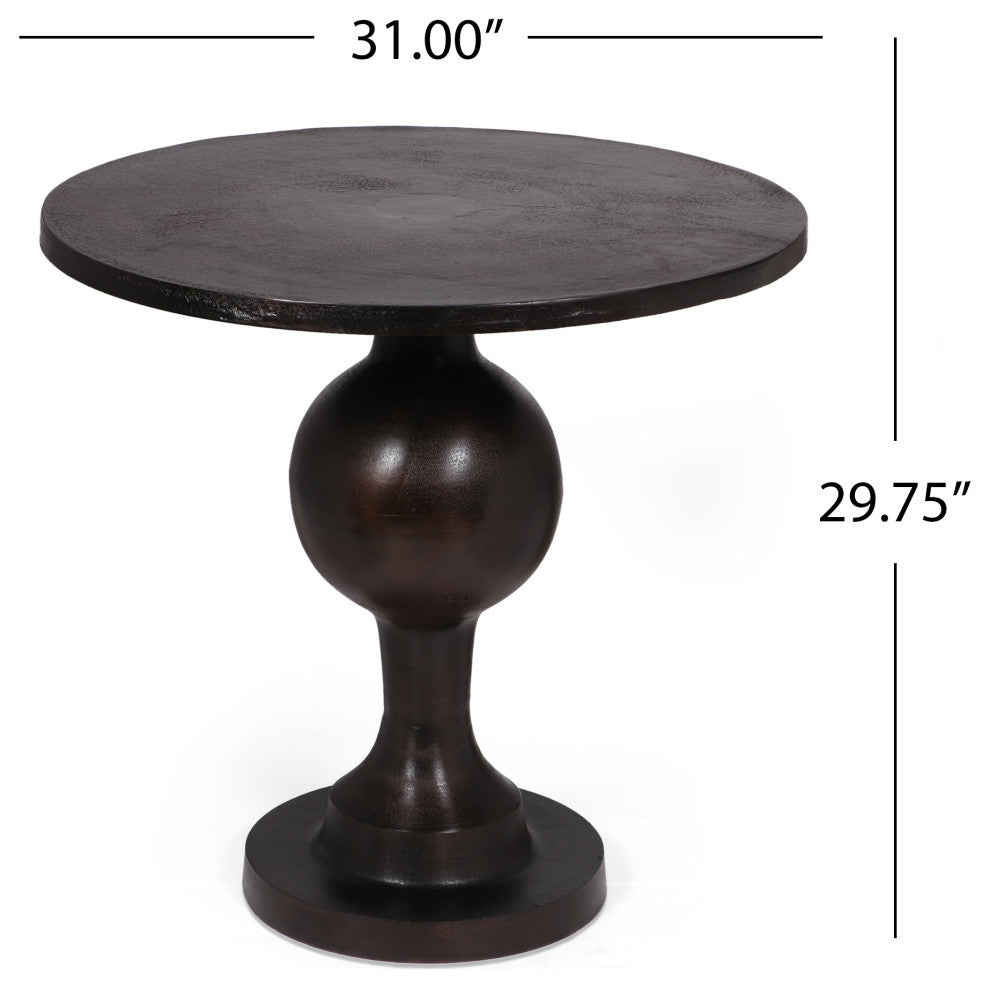 Joni Modern Handcrafted Aluminum Round Dining Table, Raw Bronze