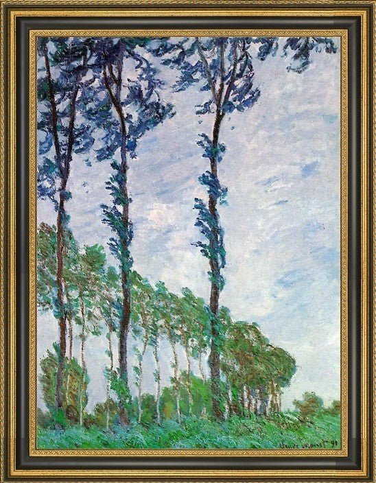 Claude Oscar Monet Poplars Wind Effect Framed Premium Canvas Print, 18"x24"