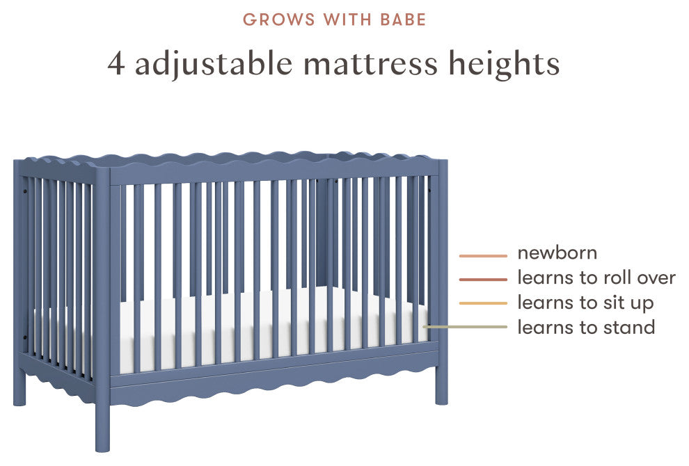 Swell 4-in-1 Convertible Crib With Toddler Bed Conversion Kit, Cove Blue