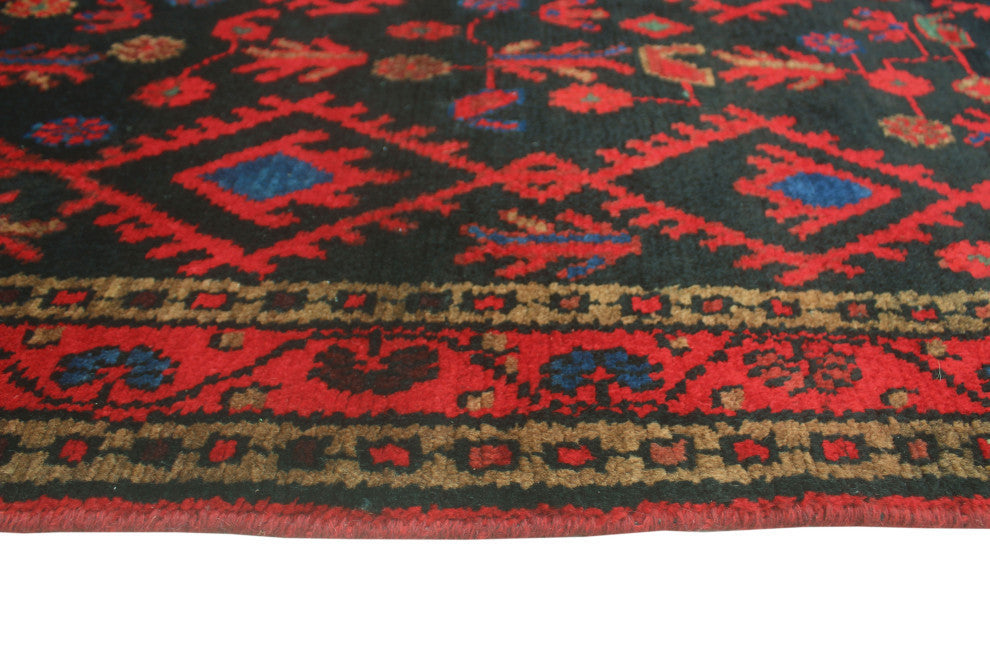 Fine Vintage Distressed Brantson Charcoal/Red Runner, 3'10x9'2