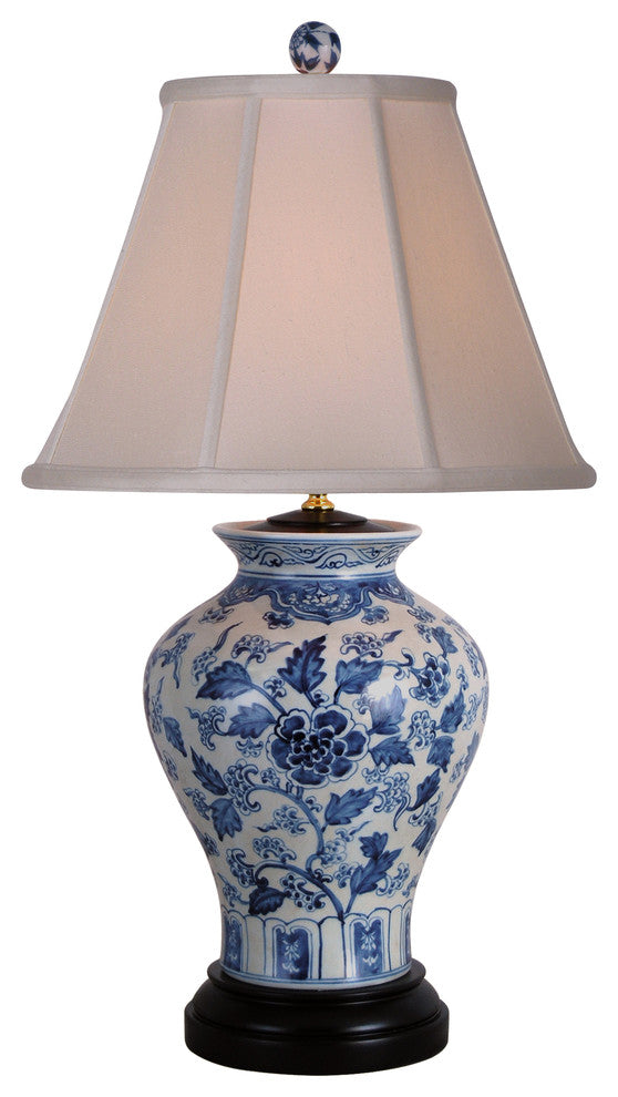 Blue and White Floral Table Lamp
