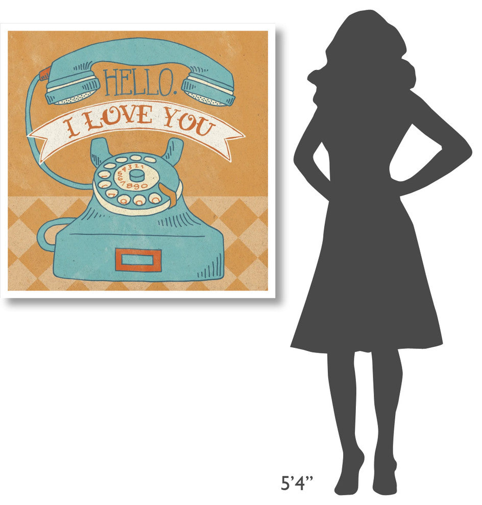 "Hello I Love You Orange" Digital Paper Print by Mary Urban, 38"x38"