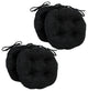 16" Solid Micro Suede Round Tufted Chair Cushions, Set of 4, Black