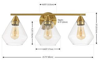 Safavieh Amani 3 Lt 23.75" Wall Sconce, Brass/Clear