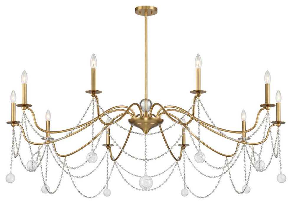 Mariposa 10-Light Chandelier, Warm Brass