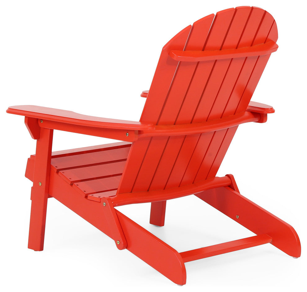 Cartagena Outdoor Acacia Wood Folding Adirondack Chair, Set of 4, Red