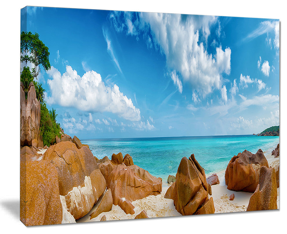 "Rocky Seychelles Island Panorama" Oversized Beach Wall Art, 40"x30"