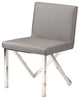 Talbot Dining Chair in Grey Naugahyde and Polished Stainless Steel Base
