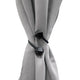 Faux Leather Curtain Tiebacks with Wooden Tips "“ No Installation Needed, Black, Pack of 1
