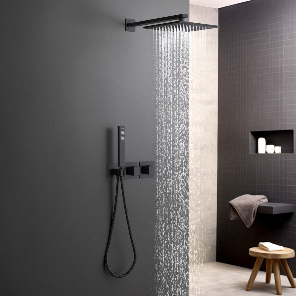Cube 2 Function Thermostatic Shower System, Rough, Valve, Matte Black