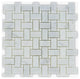 Asian Statuary and Thassos Polished 1x2 Basket Weave Marble Mosaic
