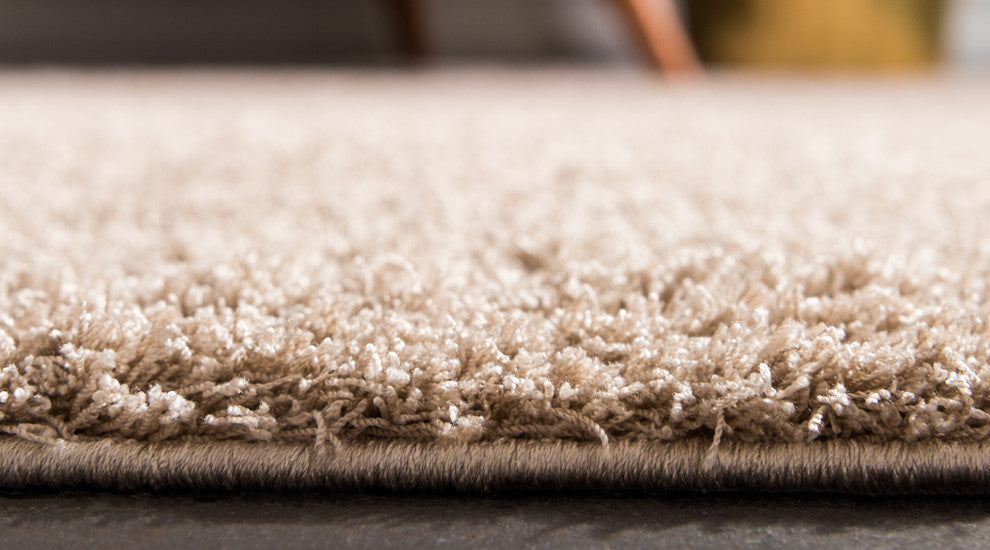 Unique Loom Taupe Studio Solid Shag 2' 0 x 6' 7 Runner Rug
