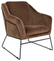 LeisureMod Harmony Velvet Accent Armchair Coffee Brown