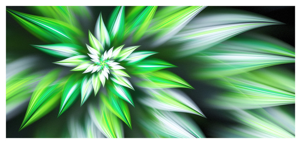 Dance of Green Exotic Flower, Large Floral Canvas Art Print, 60"x28"