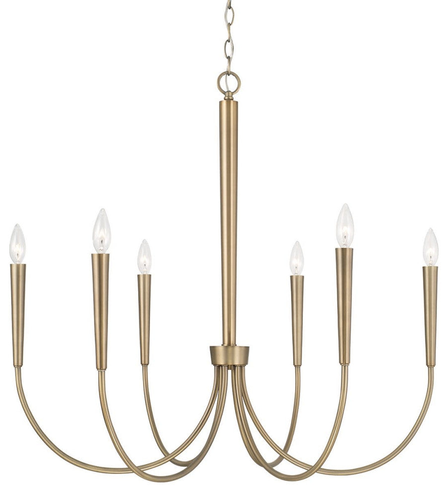 Capital Lighting 445961 Holden 6 Light 33"W Taper Candle - Aged Brass