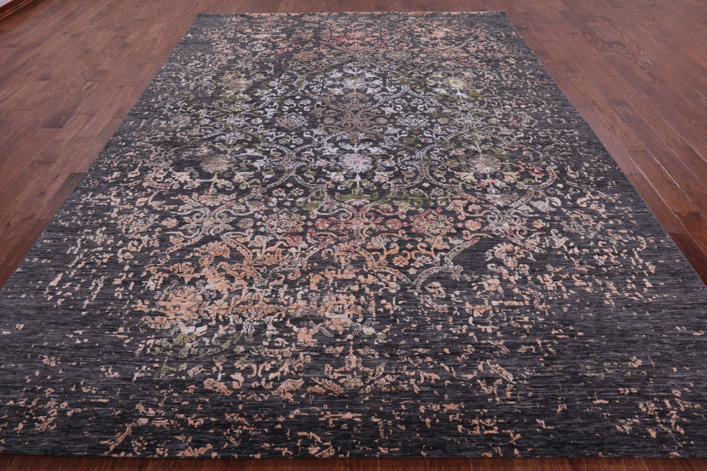 9' 0" X 12' 4" Wool and Silk Hand Knotted Modern Rug Q9243