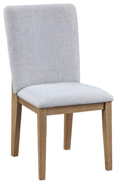 Delphine 5-Piece Round Oak Finish Dining Table Set With Gray Chairs