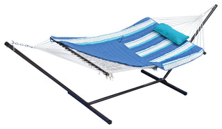 12' Cotton Rope Hammock, Stand, Pad and Pillow Combination