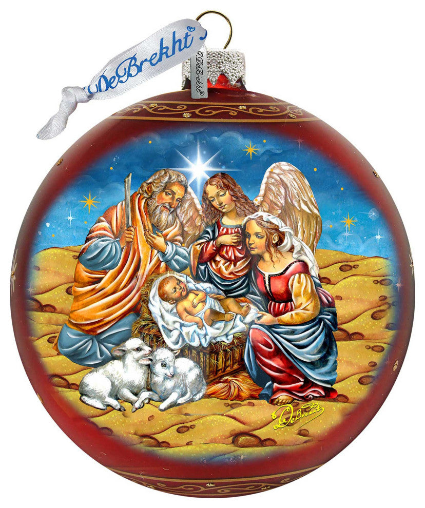 Regal Nativity Lg Glass Ornament, Red