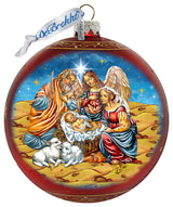 Regal Nativity Lg Glass Ornament, Red