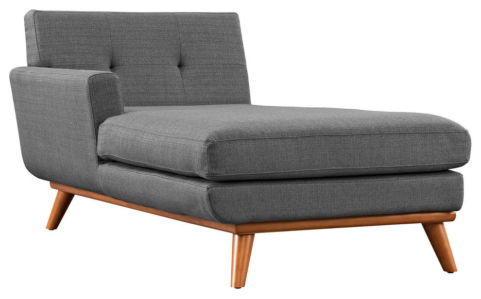 Modern Contemporary Left-Arm Chaise, Gray, Fabric