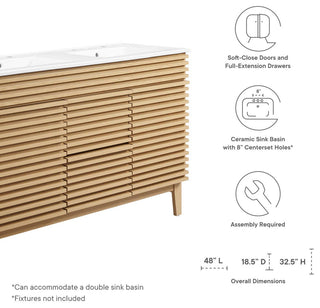 Render 48" Double Sink Bathroom Vanity, Oak White