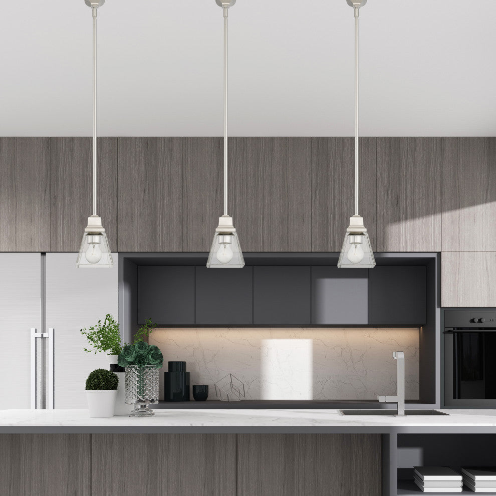 Livex Lighting Mission 1 Light Brushed Nickel Mini Pendant